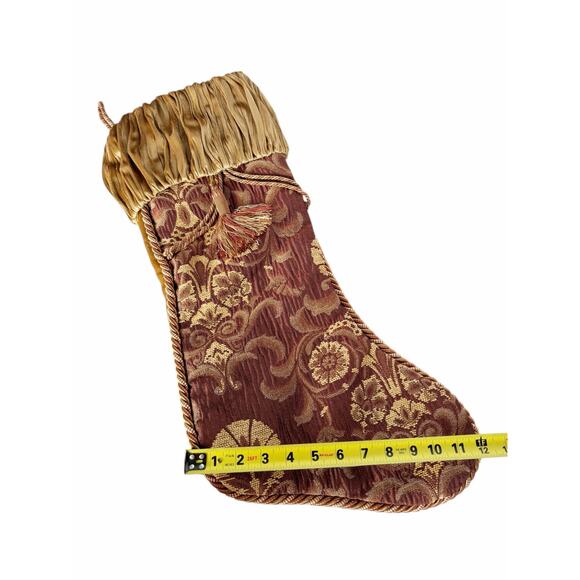 Villa Bacci Velvet Gold Quilted Paisley Patch Vintage Christmas Stocking - Picture 9 of 10
